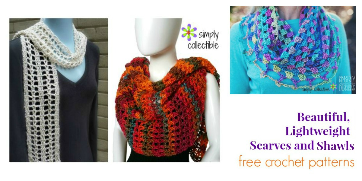 5 Beautiful, Lightweight Scarves and Shawls free crochet patterns