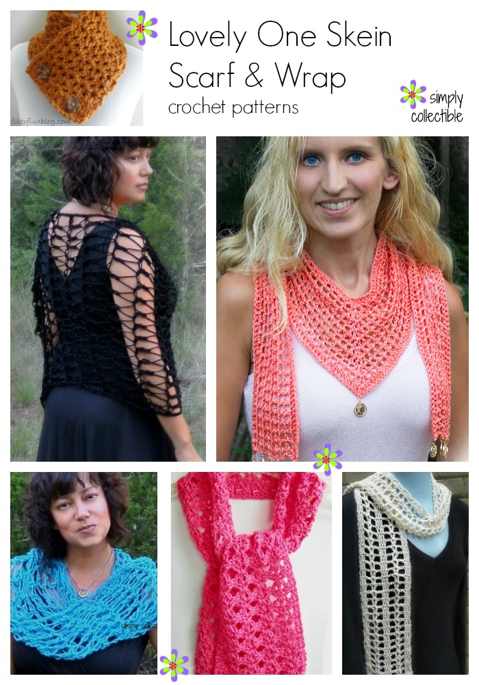 20 FREE and Lovely One Skein Scarf & Wrap crochet patterns • Simply
