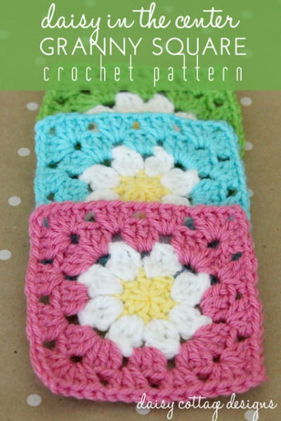 22 Granny Square Projects | Daisy Granny Square Crochet Pattern by Daisy Cottage Designs