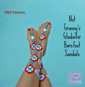 22 Granny Square Projects | Not Granny's Gladiator Barefoot Sandals | Free Pattern by Celina Lane, Simply Collectible