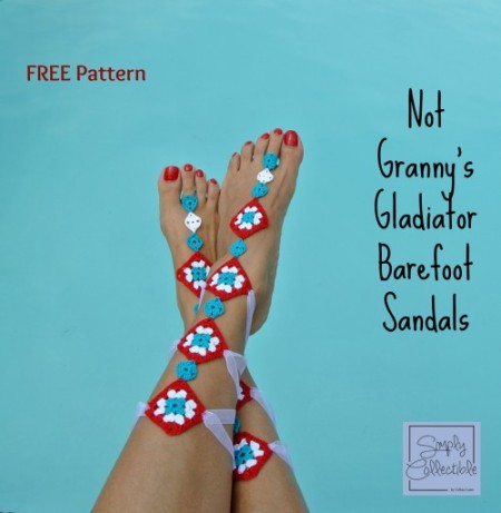 Not Granny's Gladiator Barefoot Sandals | Free Pattern by Celina Lane, Simply Collectible