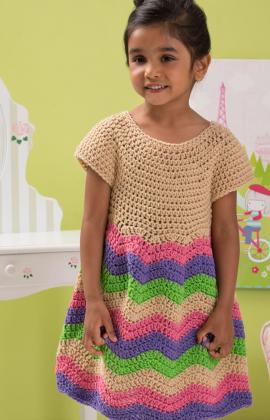 24 patterns in this Crochet Dress Roundup compiled by SimplyCollectibleCrochet.com | Red-Heart-Chevron-Dress-by-Lorene-Eppolite