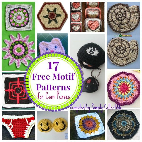 17 Cool Free Motif #crochet patterns for Coin Purses | SimplyCollectibleCrochet.com