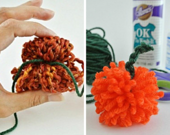 Easy Peasy Pompom Pumpkins Yarn Crafts