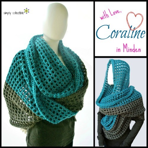 Coraline in Minden Oversized Cowl and Wrap free #crochet pattern by Celina Lane, Simply Collectible Uses @RedHeartYarns