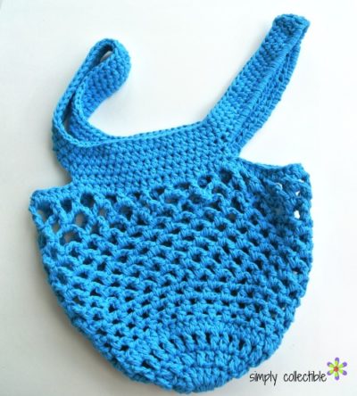 Sturdiest Ever Market Bag crochet pattern in hot blue by Celina Lane, Simply Collectible