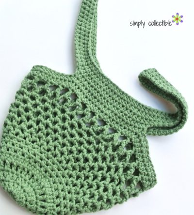 Sturdiest Ever Market Bag crochet pattern in olive by Celina Lane, Simply Collectible