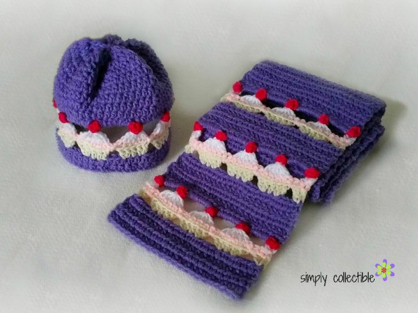 Cupcake Lovers Beanie & Scarf Set free crochet pattern by SimplyCollectibleCrochet.com og