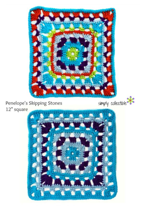 Penelope's Skipping Stones 12 inch Square by SimplyCollectibleCrochet.com - free crochet pattern