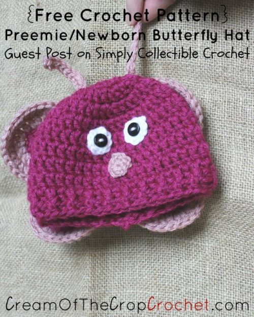Preemie/Newborn Butterfly Hat crochet pattern