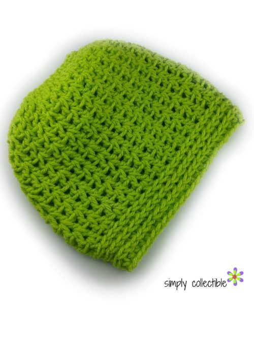 Easy Peasy Messy Bun Hat free crochet pattern by Celina Lane, SimplyCollectibleCrochet.com