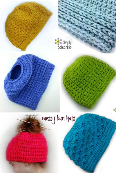 Messy Bun Hat crochet patterns | SimplyCollectibleCrochet.com