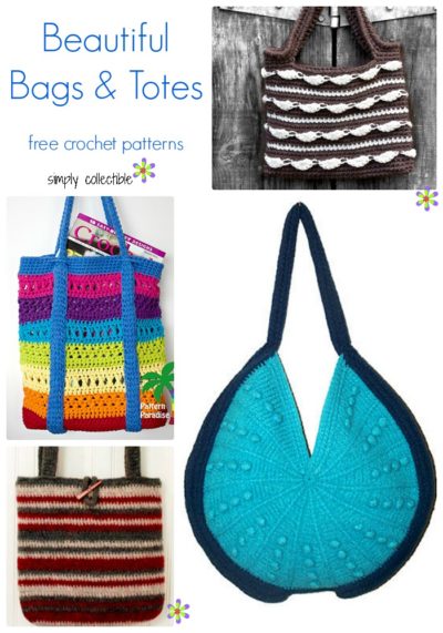 10 Free and Fabulous Bag and Tote crochet patterns, compiled by SimplyCollectibleCrochet.com