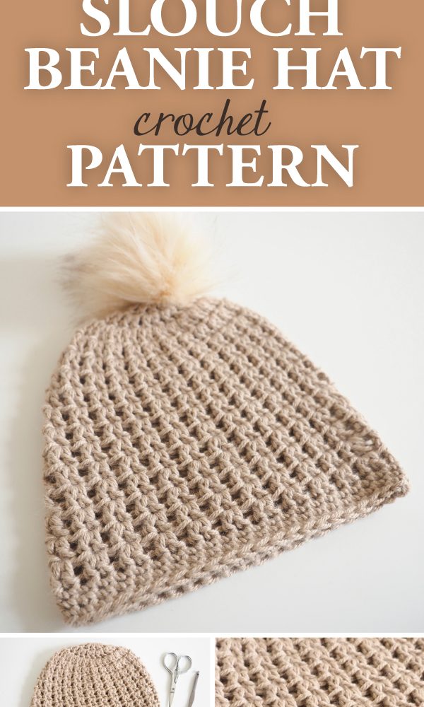 Double V Slouch Beanie Hat Crochet Pattern