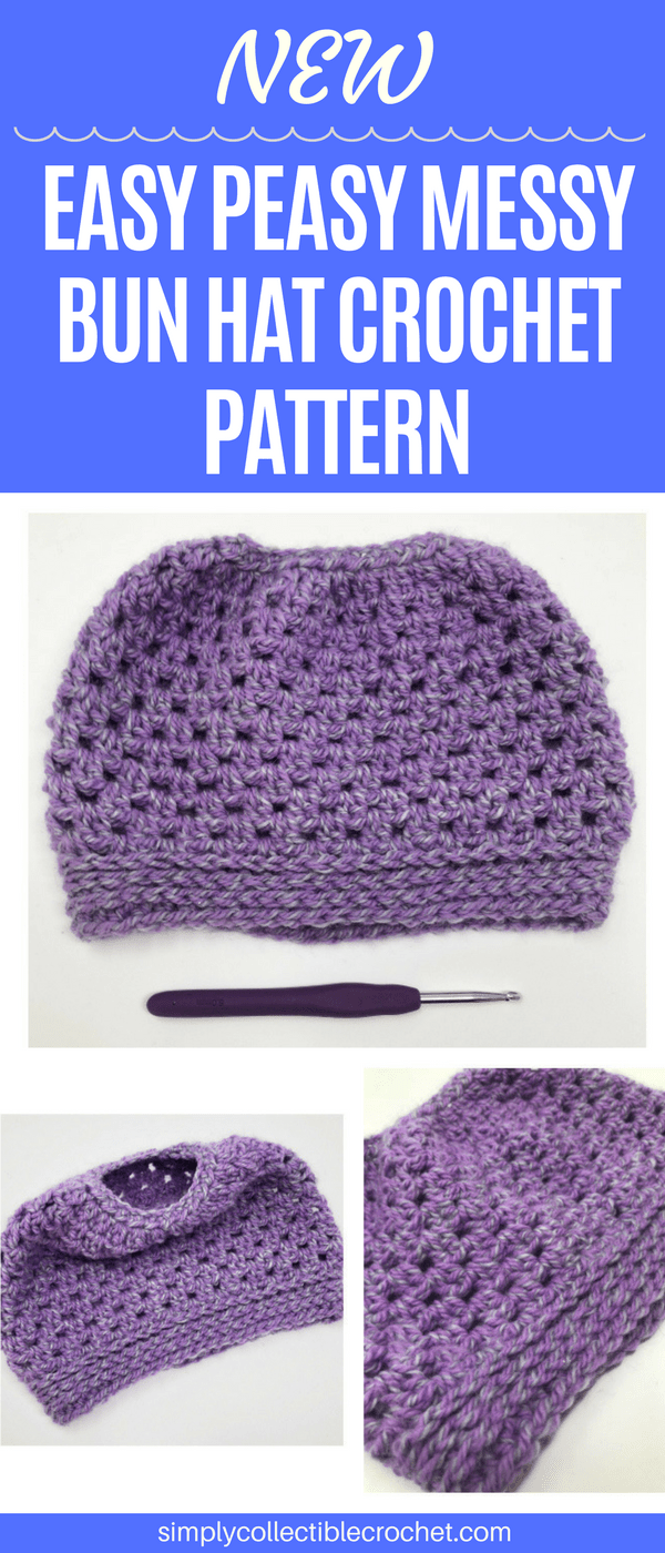 This hat pattern is crocheted much like a regular beanie, but allows you to leave an opening at the crown to pull your messy bun or high ponytail through. #crochet #crocheting #crochetlove #crochetlife #crochetaddict #crochê #croche #bhooked #happycrochet #addictedtocrochet #crochetpattern #crochethat