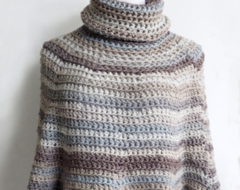 Hooded Crochet Poncho Pattern