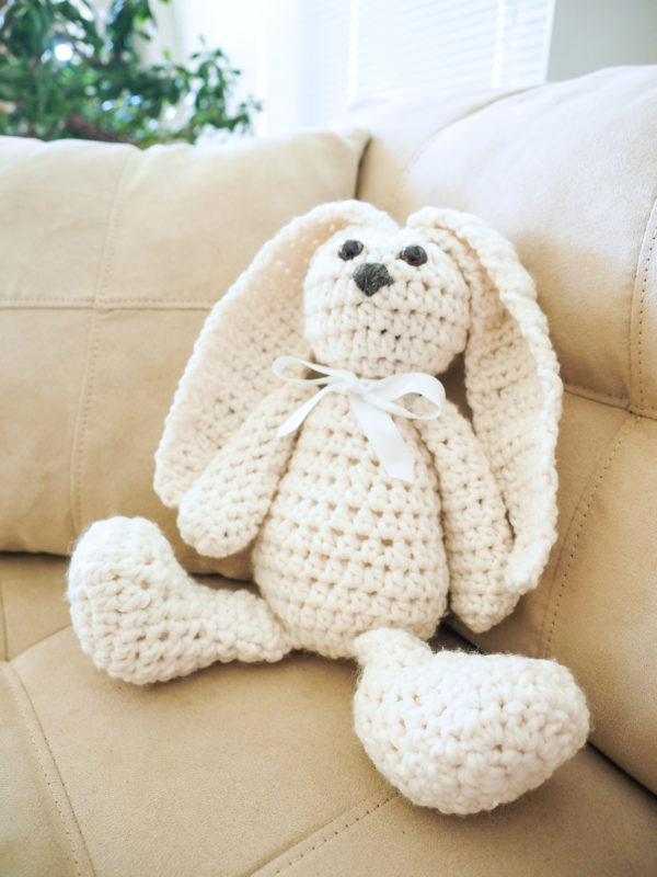 Snuggle Bunny Crochet on sofa