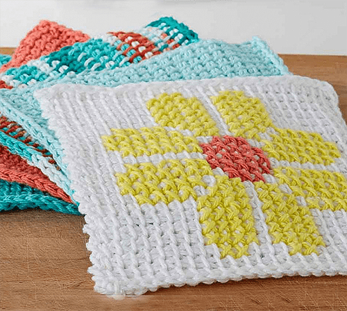 Simple Summer Dishcloth Tunisian Crochet Pattern