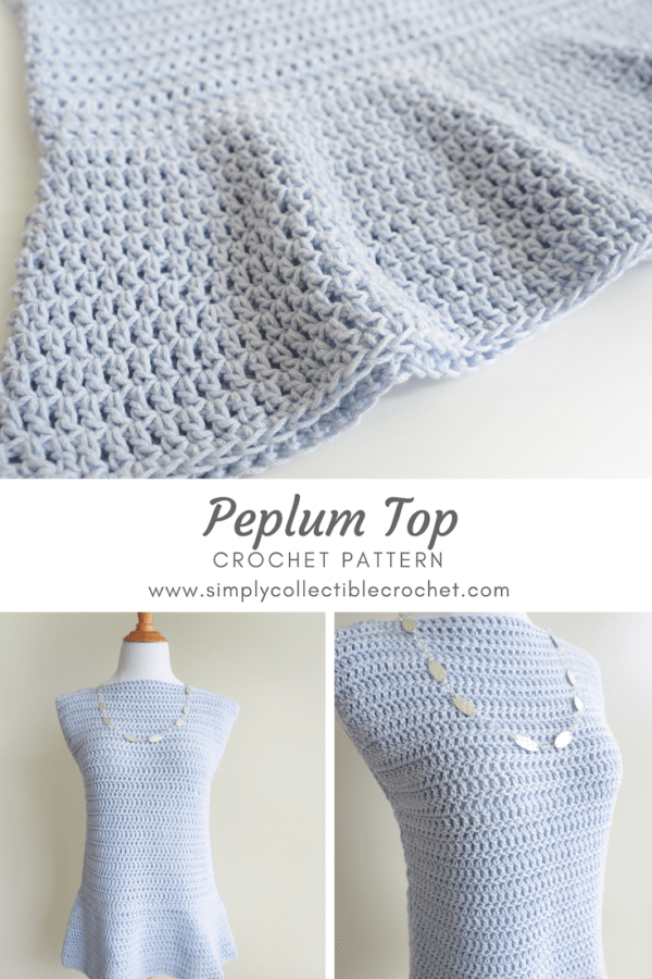 This peplum top crochet pattern gives you a flouncy, light, and free top perfect for summer or for layering into a multidimensional outfit. #crochetpattern #crochet #crochettop #crochetlove