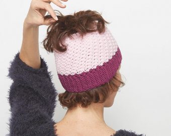 Pretty Pink Messy Bun Hat Crochet Pattern