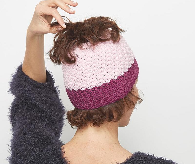Pretty Pink Messy Bun Hat Crochet Pattern