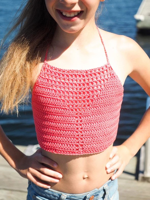 Women's Summer Frills Crochet Halter Top
