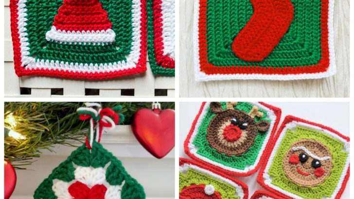 12 Holiday-themed Granny Square Patterns - This holiday season have tons of fun creating these fun and festive granny squares crochet patterns for whatever project you have in mind. #grannysquarepatterns #crochetpatterns #Holidaygrannysquarepatterns