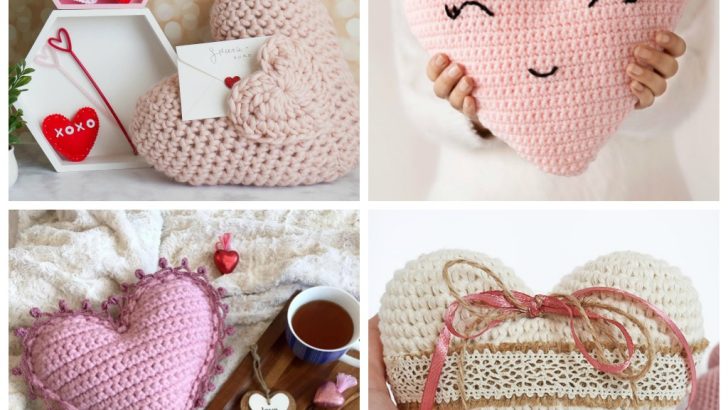 14 Valentines' Crochet Pillow Patterns - Start making these cuddly crochet pillows, and you’ll have all the hearts you can give when the day of love arrives! #crochetpillows #crochetpatterns #valentinecrochetpillows