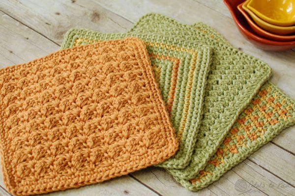 4 Quick and Easy Crochet Dishcloths