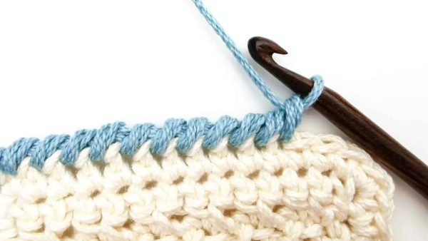 Crab stitch border pattern with a crochet hook