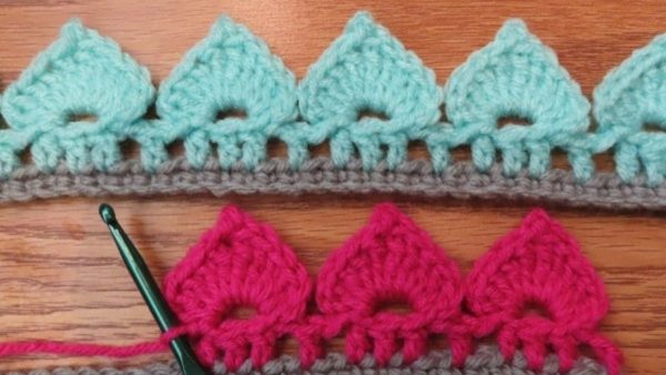 Spades crochet border pattern with a needle hook