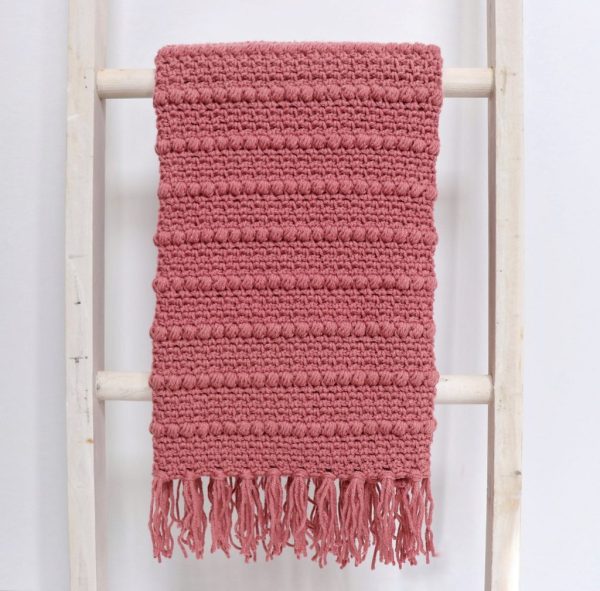 Crochet Boho Puff Stripes Blanket 