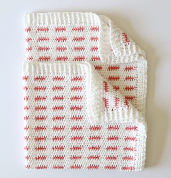 Double Crochet Post Ribbing Border on a dishcloth