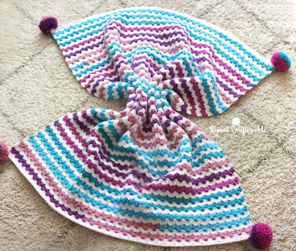 Crochet Chevron Cluster V-Stitch Blanket 