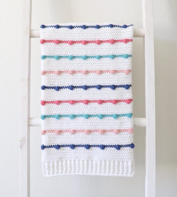 Crochet Bobble Lines Baby Blanket 
