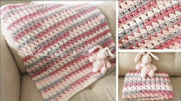 Cross-Over Block Stitch Baby Crochet Blanket 