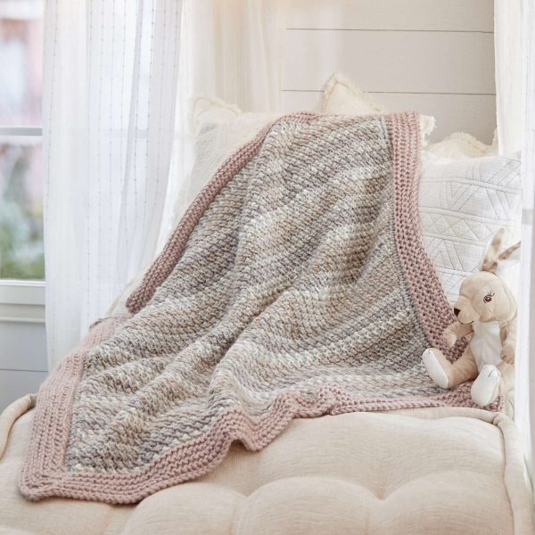 Red Heart Tunisian Peek-A-Boo Baby Blanket Crochet 