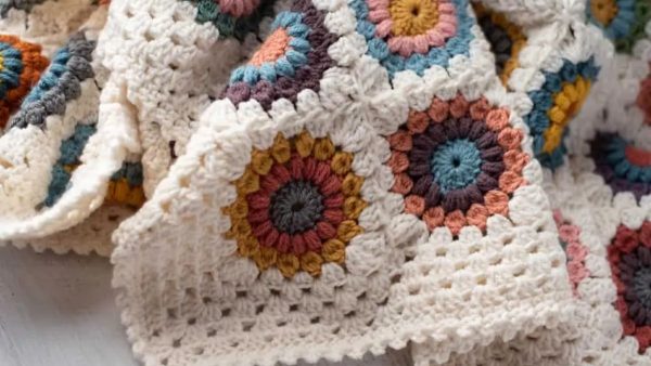 Bloom Anyway Granny Square Crochet Blanket