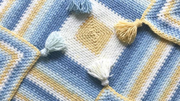 Moss Stitch in a Square Crochet Blanket
