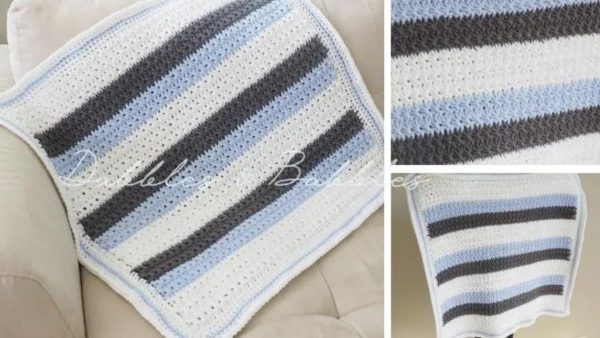 Star Stitch Striped Crochet Baby Blanket
