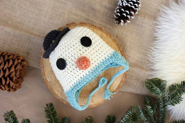 snowman crochet baby hat