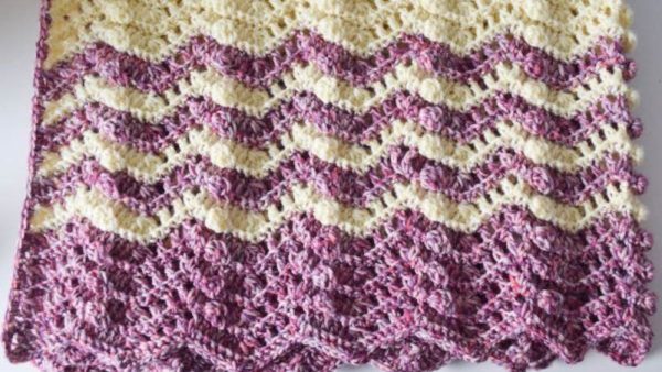 Crochet Throw Sized Berry Cobbler Ripple Blanket