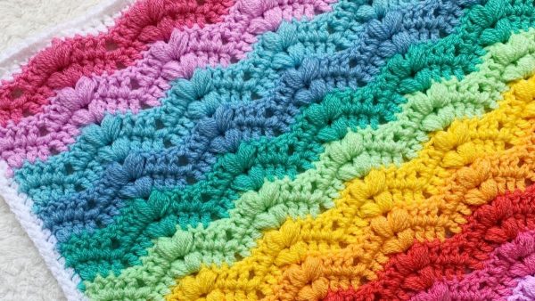 Crochet Bobble Ripple Baby Blanket