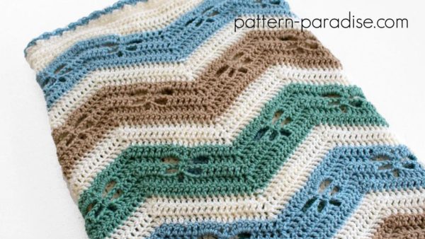 Crochet Dragonfly Chevron Baby Blanket