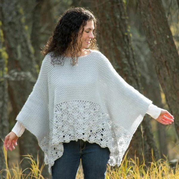 Frosted Petals Crochet Poncho