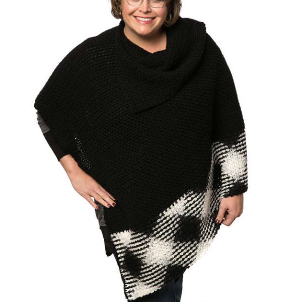 Planned Pooling Argyle Crochet Poncho