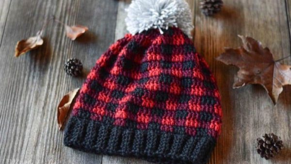 Crochet Plaid Hat