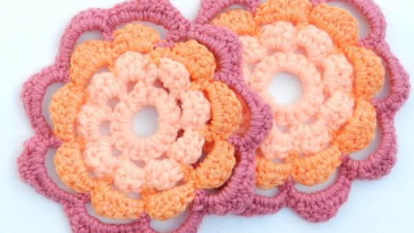Nine Petal Summer Crochet Flower Motif