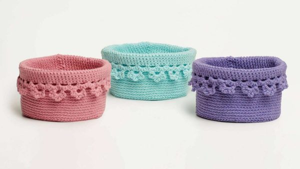 Floral Edge Crochet Baskets