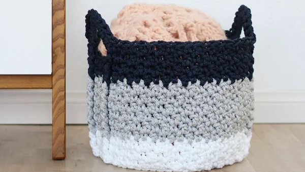 Large Crochet Basket with Handles